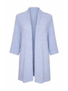 Chicos Open Front Blue Ribbed Knit Cardigan/Poncho L/XL Poncho Cozy Lounge